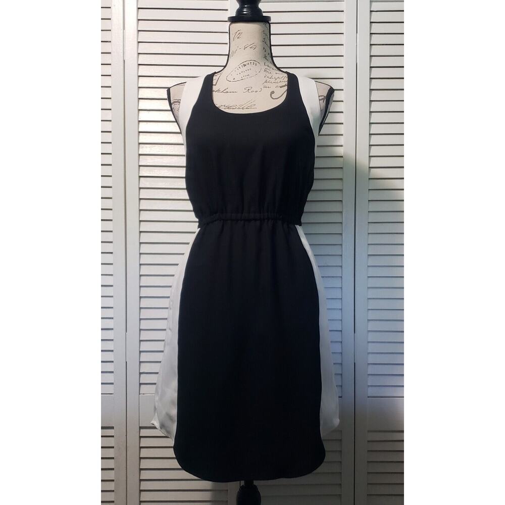 Banana Republic Sleeveless Dress Women's Size 0 Black & Cream Racerback Casual‎